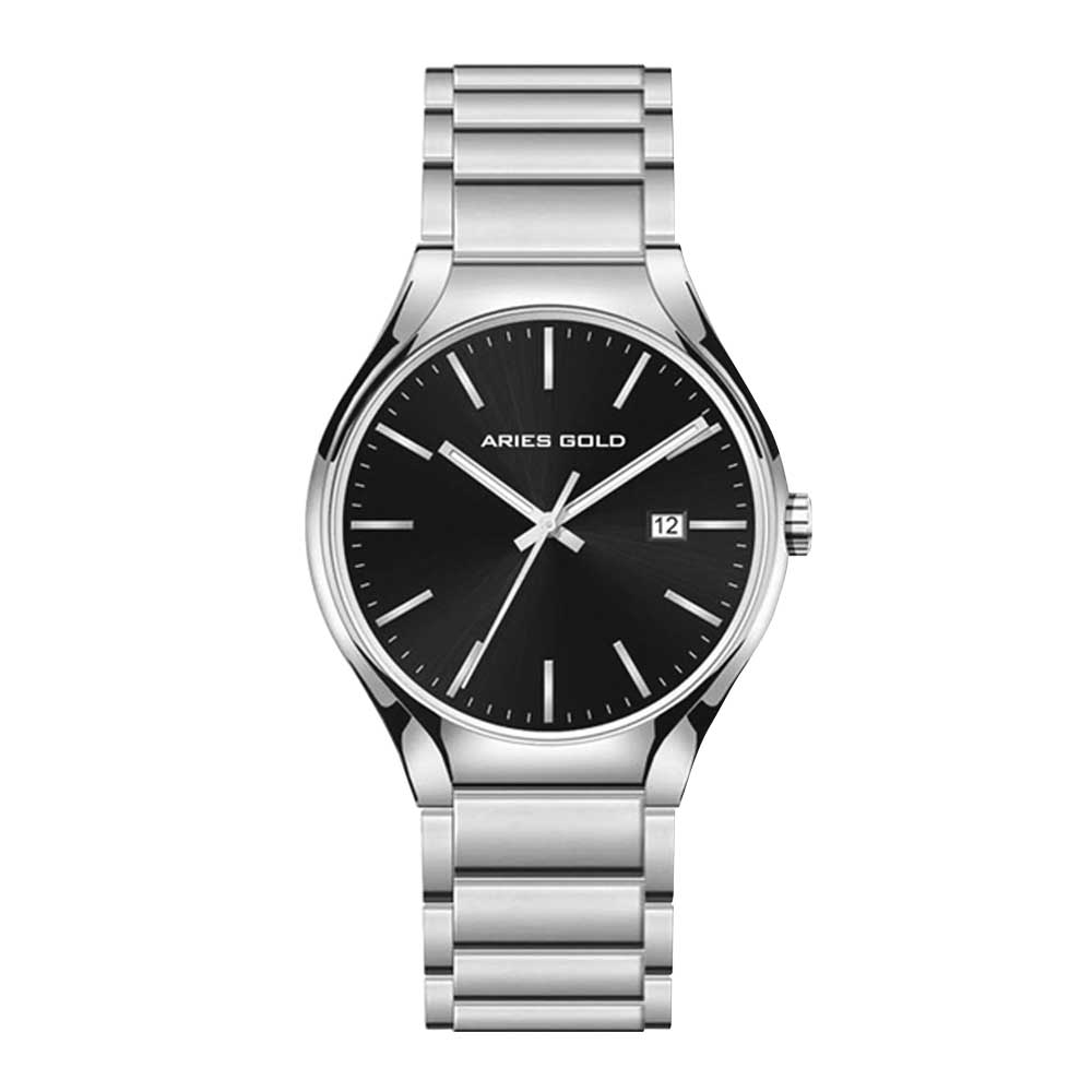 ARIES GOLD URBAN SILVER Stainless Steel Men's Watch - Waterproof Chronograph Analog Wristwatch for Business, Casual & Outdoor Activities