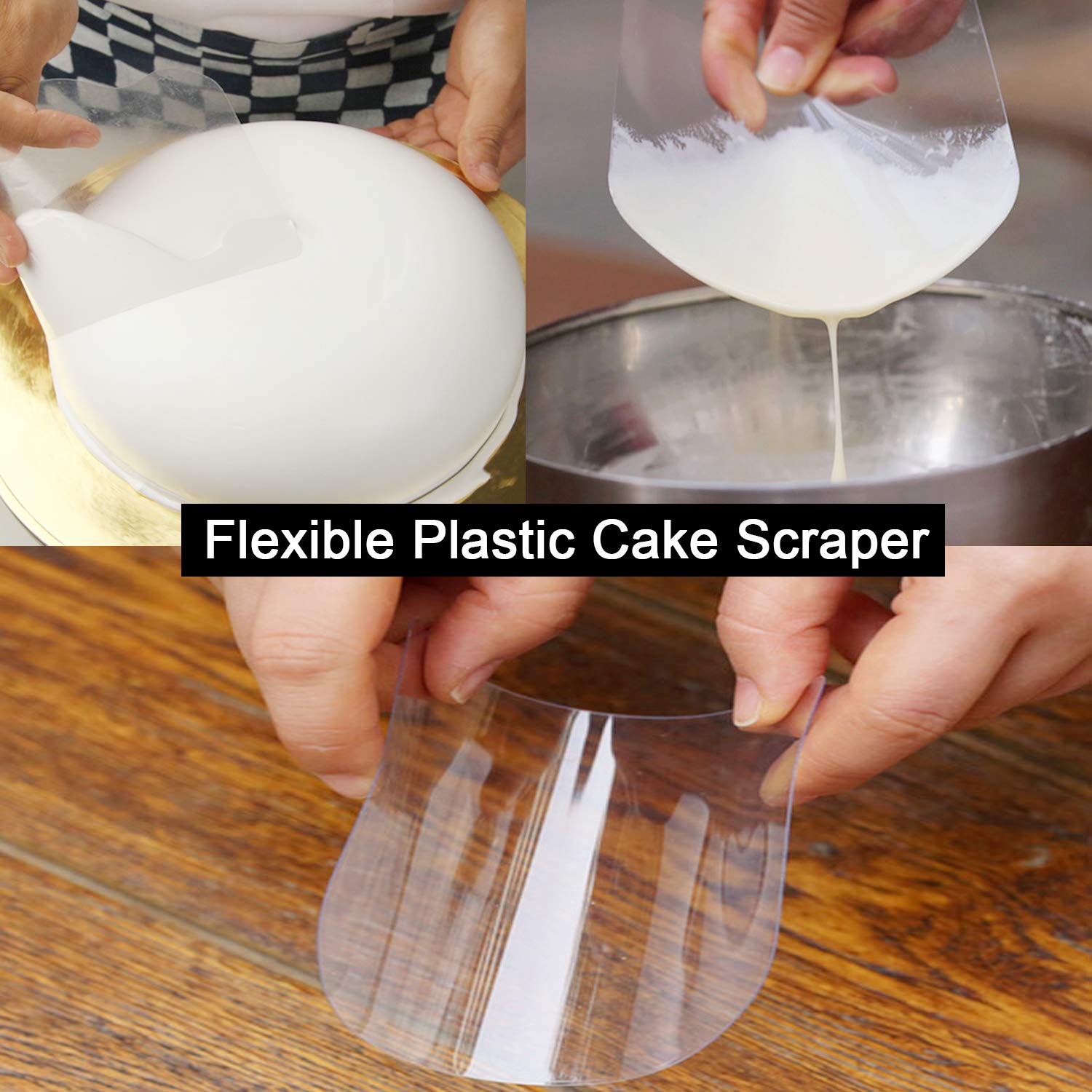 Anvin Cake Scraper Smoother Tool Set - 10 Pcs Plastic Icing Smoother & Frosting Scraper Combo for Buttercream Cake Decorating, Baking, Birthday Cakes - Perfect for Professional Bakers & Home Kitchen DIY Projects