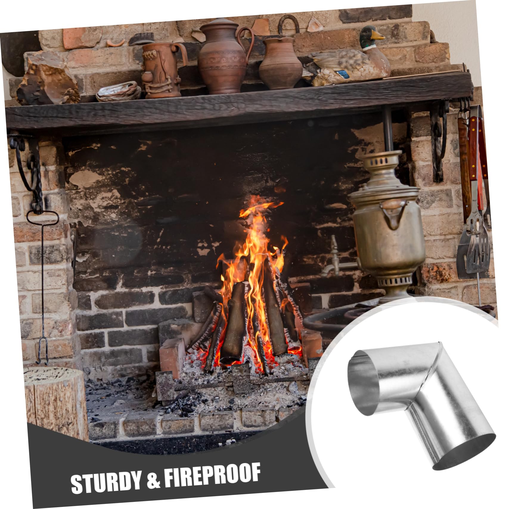 Cabilock 90 Degree Stainless Steel Stove Pipe - 15cm Chimney Flue for Wood Stove, Oven & Fireplace | Durable Metal Ventilation Hose for Kitchen Exhaust & Smoke Removal | Perfect for Home Heating, Outdoor Cooking & Camping