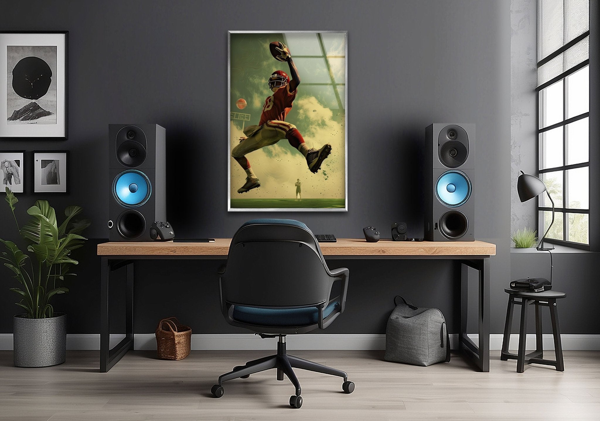 NFL American Football Glass Wall Art - Premium Home & Office Decor for Sports Fans & Man Cave