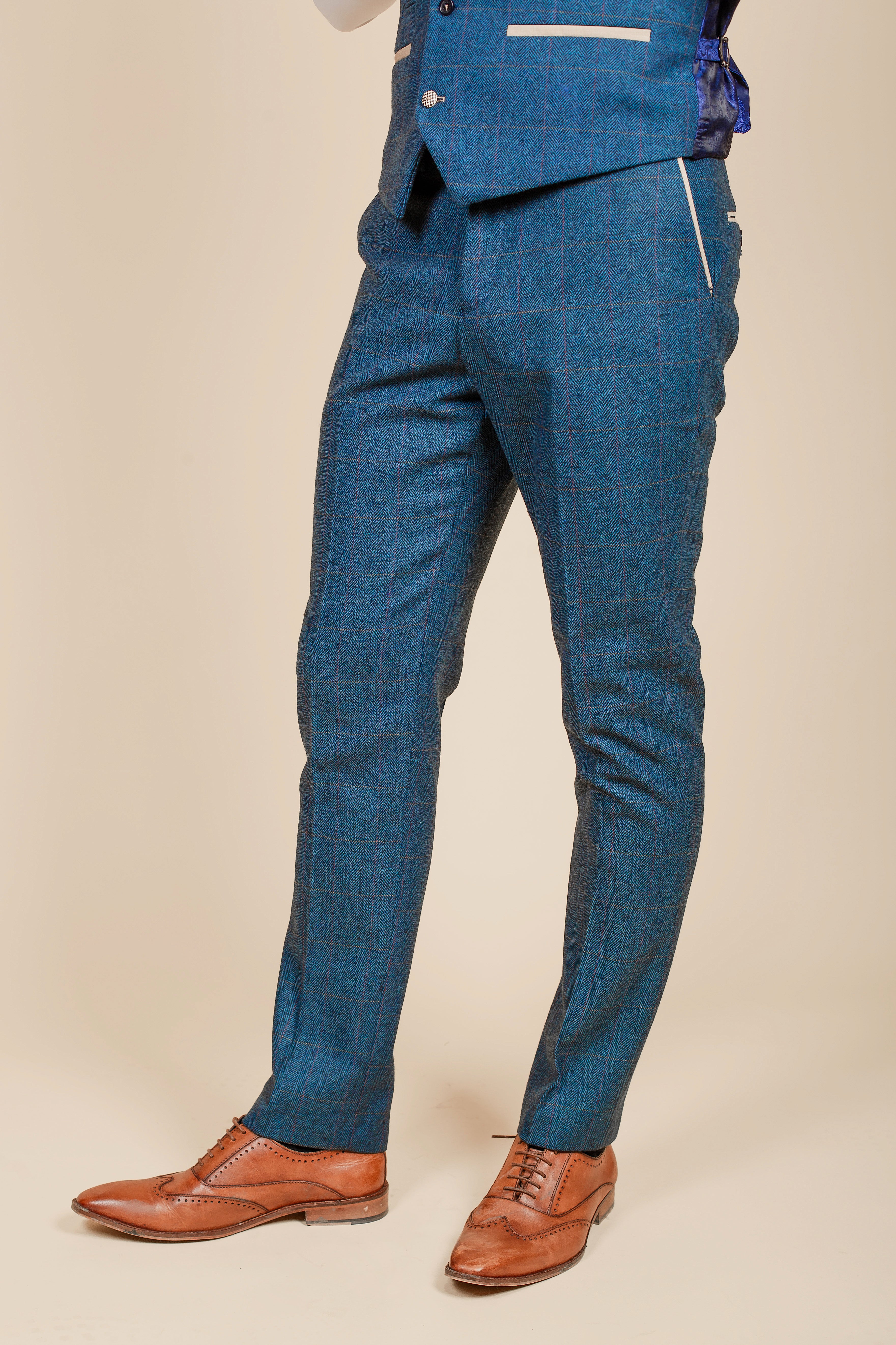 DION Blue Tweed Suit with Waistcoat for Men - Premium Wool Blazer Set | Formal Business Attire & Wedding Outfit | Inspired by Crysencio Summerville Style