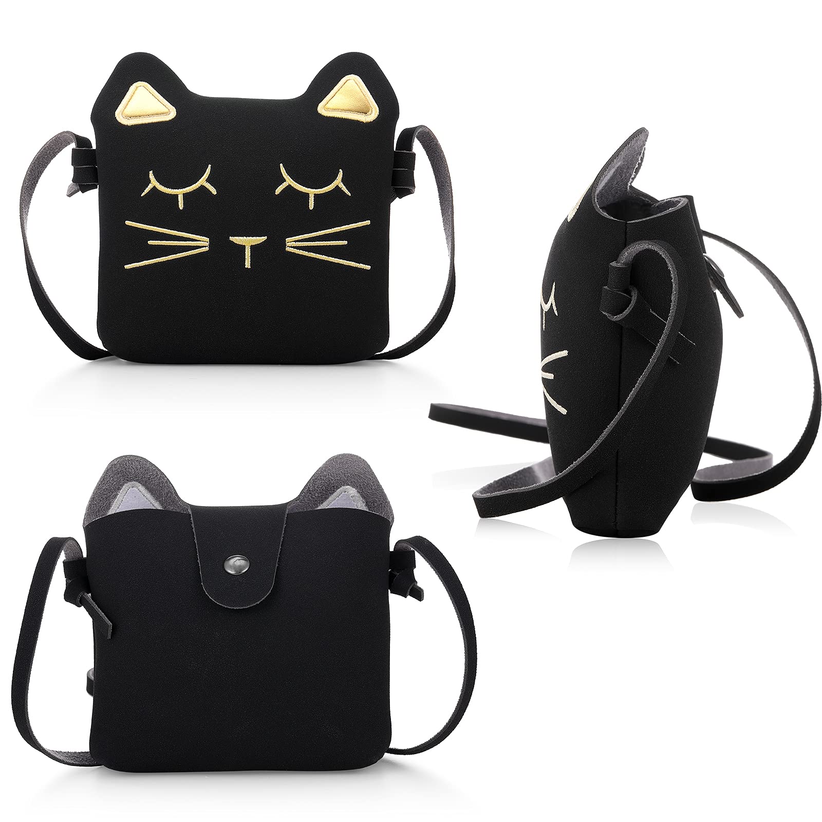 Weewooday 3-Piece Cat Shoulder Bag Set - Cute Christmas Crossbody Purse with Mini Coin Wallet & Cat Ears Headband - Perfect Gift for Girls & Cat Lovers (Black) - Ideal for Holiday Gifting, Cosplay & Daily Fashion Accessories