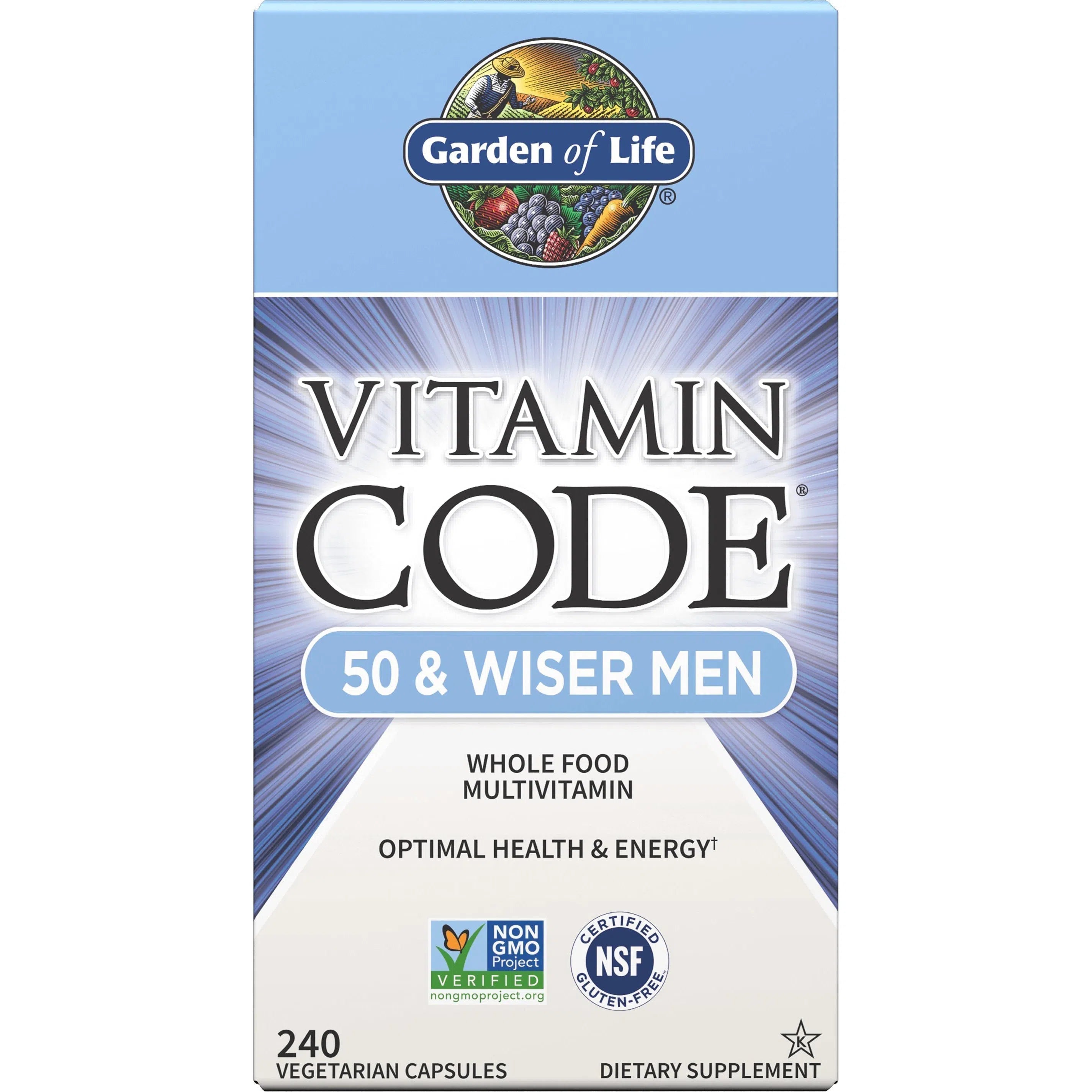 Garden of Life Vitamin Code 50 & Wiser Men Multivitamin for Men - Daily Immune Support, Energy & Prostate Health - Perfect for Active Lifestyles & Senior Wellness