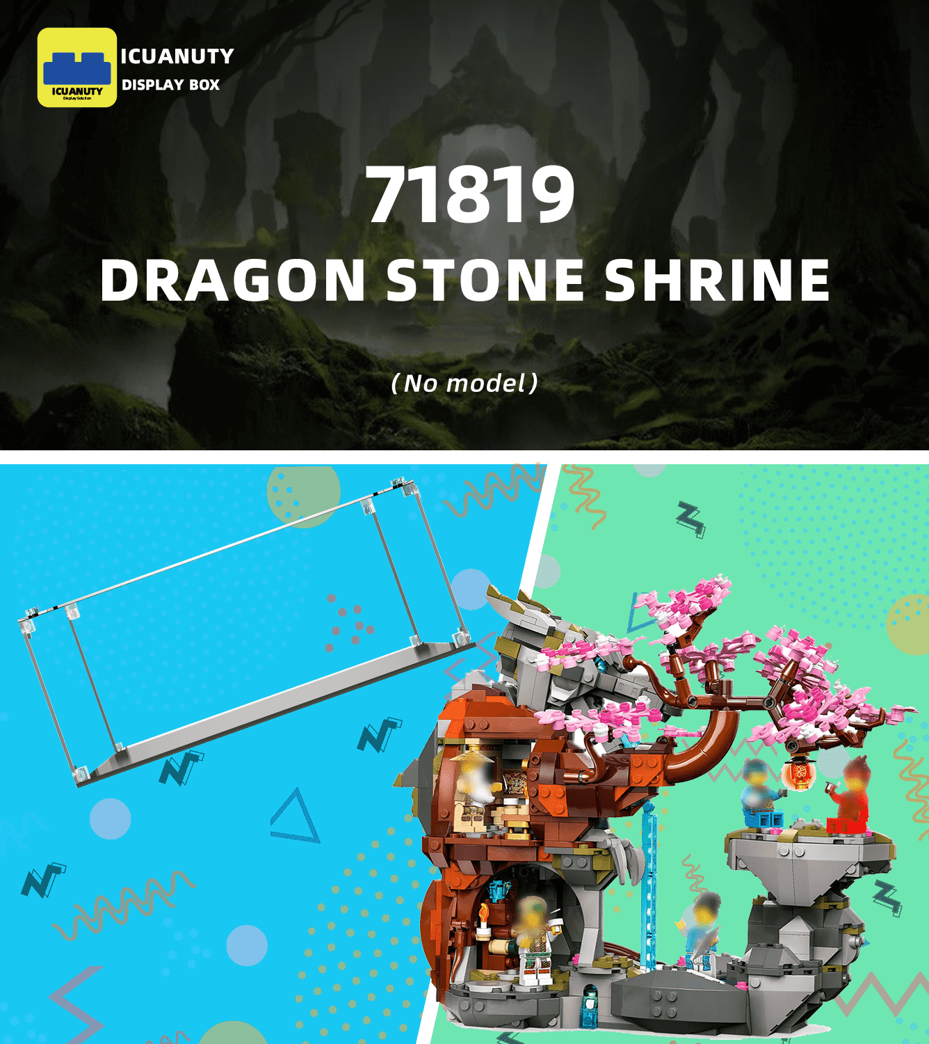 LEGO Ninjago Dragon Stone Shrine 71819 Display Case - Protective Showcase for Collectible Building Set - Perfect for Home Decoration & Toy Storage