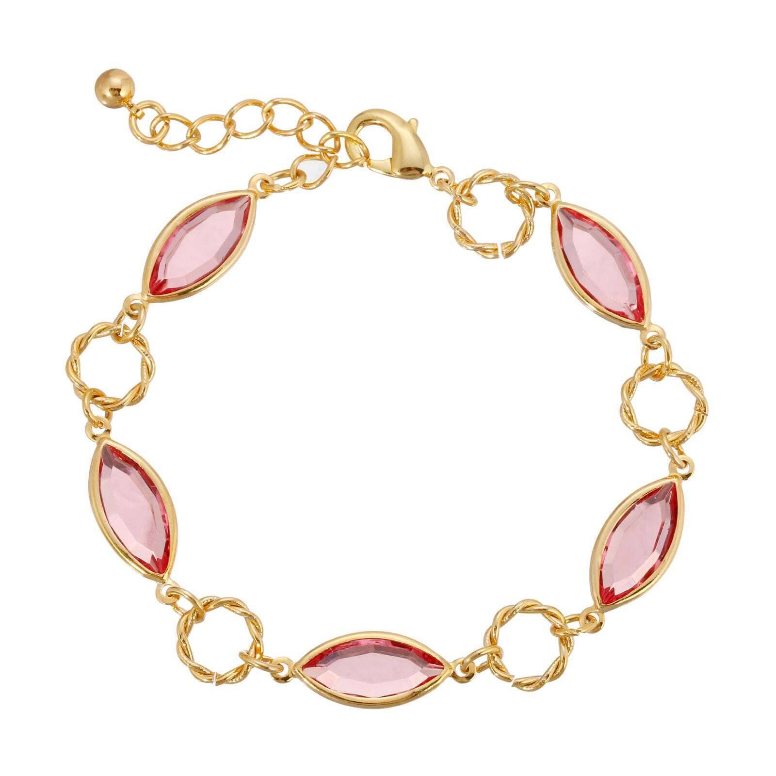 1928 Jewelry Light Rose Pink Austrian Crystal Round Link Bracelet - Elegant Vintage Style for Women, Perfect for Weddings, Parties & Special Occasions