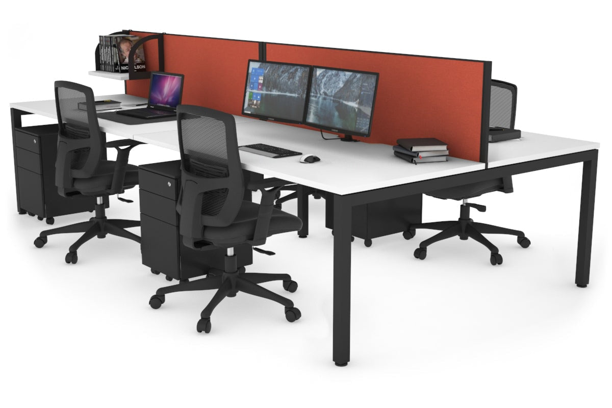 4-Person Office Workstation with Quadro Square Legs - 1800L x 800W Desk with Cable Management Scallop | Perfect for Collaborative Workspaces & Open Office Environments