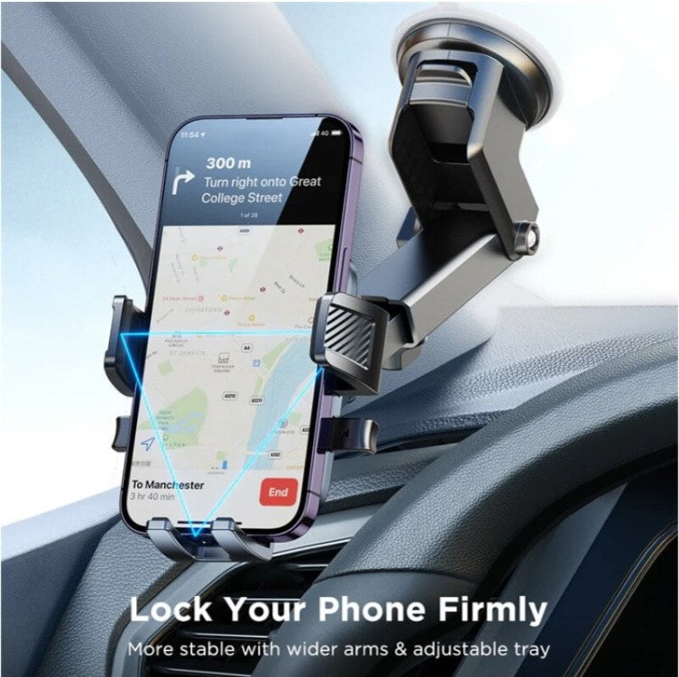 JoyRoom Car Phone Mount Holder - Universal Adjustable Car Phone Stand for iPhone, Samsung, Galaxy - Perfect for GPS Navigation & Hands-Free Driving