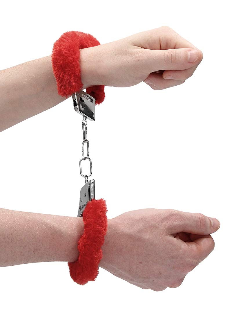 Soft Furry Handcuffs for Beginners - OU002RED - Comfortable & Playful Restraints for Couples, Roleplay & BDSM Fun