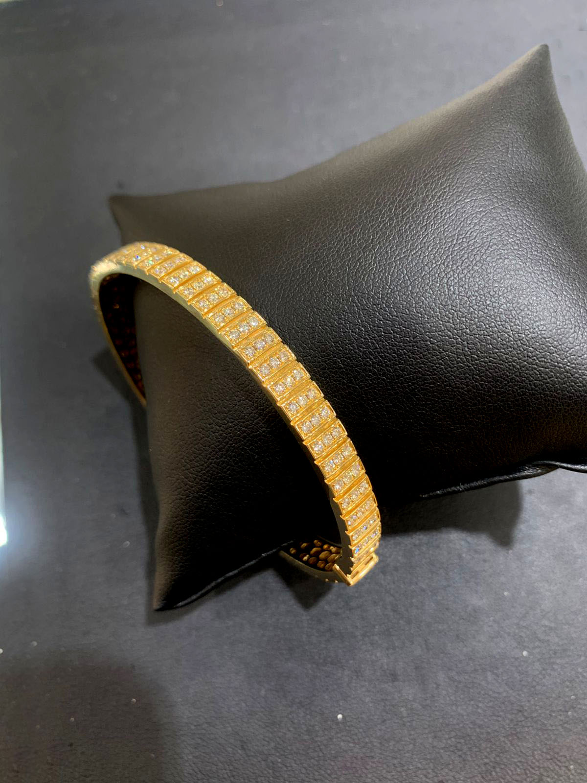 14K Yellow Gold Diamond Bangle Bracelet for Women - Elegant Stackable Jewelry Gift for Anniversary, Wedding & Special Occasions
