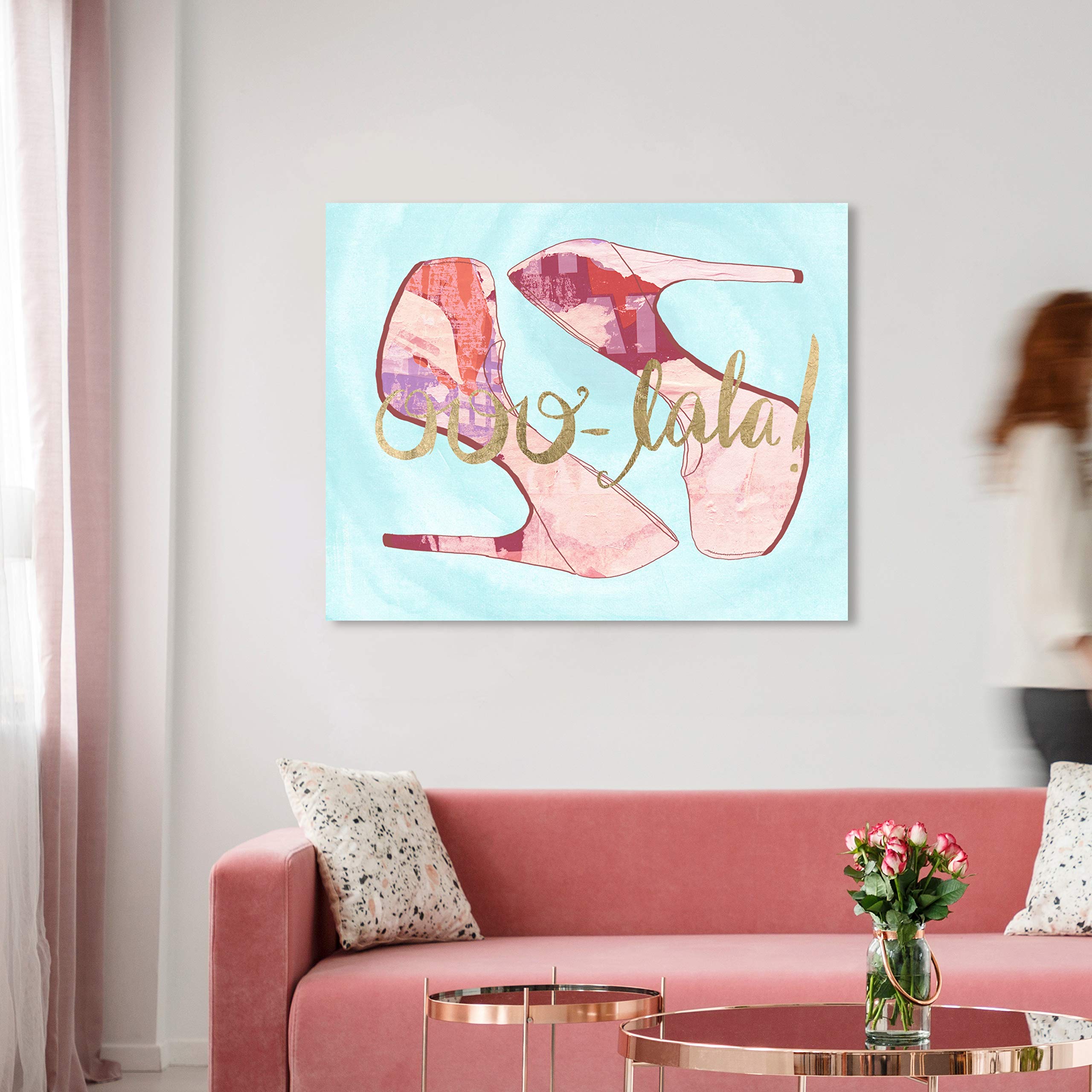 Oliver Gal Artist Co. 'Ooo Lala' Fashion Glam Wall Art Canvas Print - 36x45 Inches Gold & Pink Home Decor - Perfect for Living Room, Bedroom & Office Wall Decoration