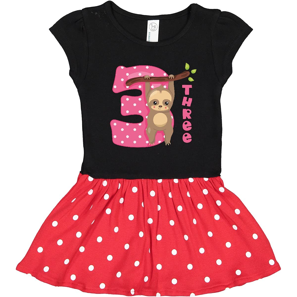 Inktastic Pink Sloth 3rd Birthday Toddler Dress - Cute Animal Print Outfit for Girls' Birthday Party & Special Occasions