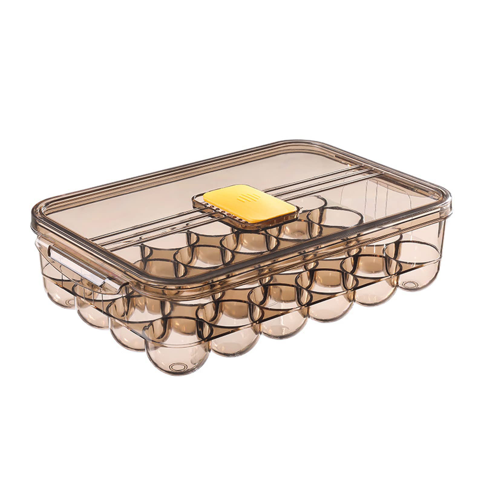 Clear Plastic Egg Holder with Lid & Lock - Stackable Refrigerator Organizer for 24 Eggs, Light Yellow | Perfect for Kitchen Storage, Pantry Organization & Farm Fresh Egg Display