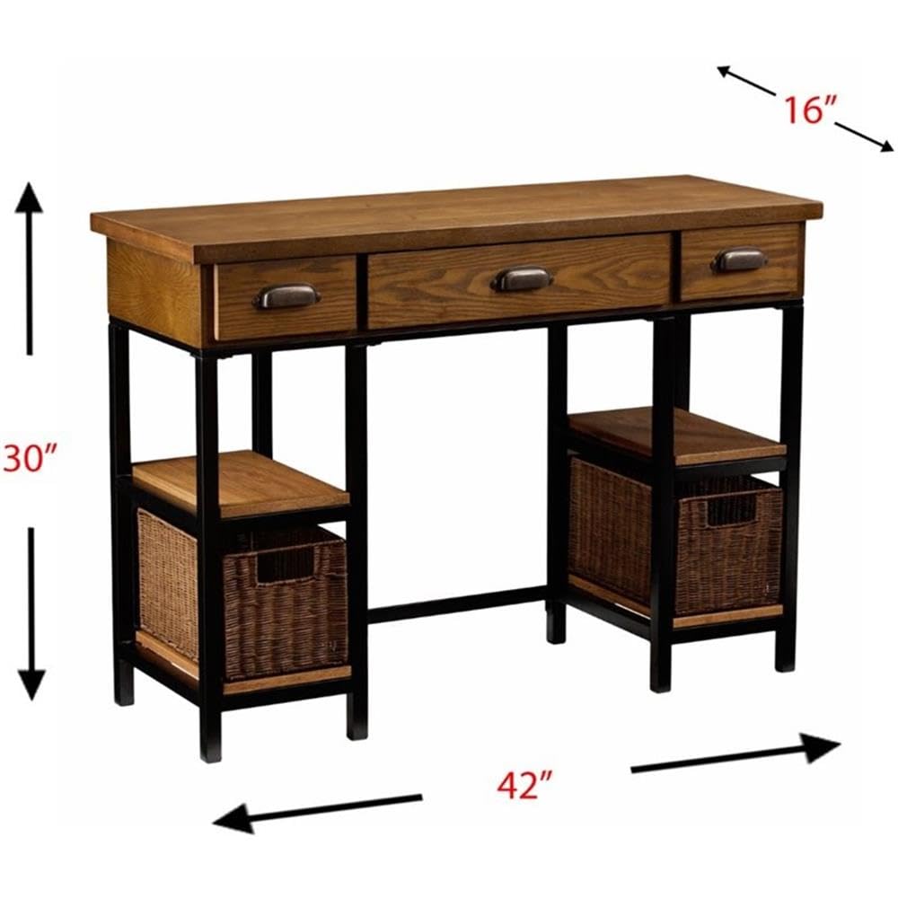 Southern Enterprises SEI Furniture Mirada Writing Desk in Weathered Gray and Matte Black - Modern Home Office Desk for Small Spaces, Study & Workstation Use