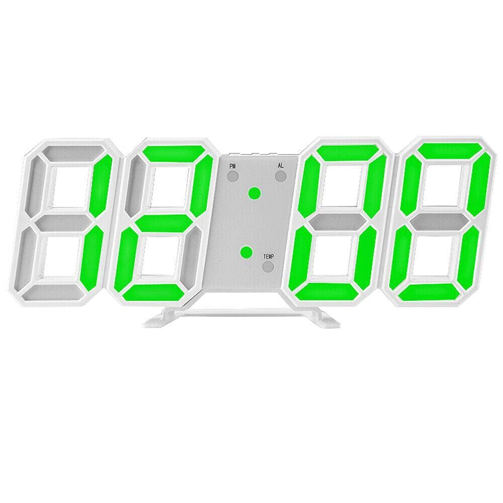 3D LED Digital Wall Clock with Auto Brightness, Snooze & 12/24H Display - Modern Home Office Desk Alarm Clock for Bedroom, Living Room & Office Decor