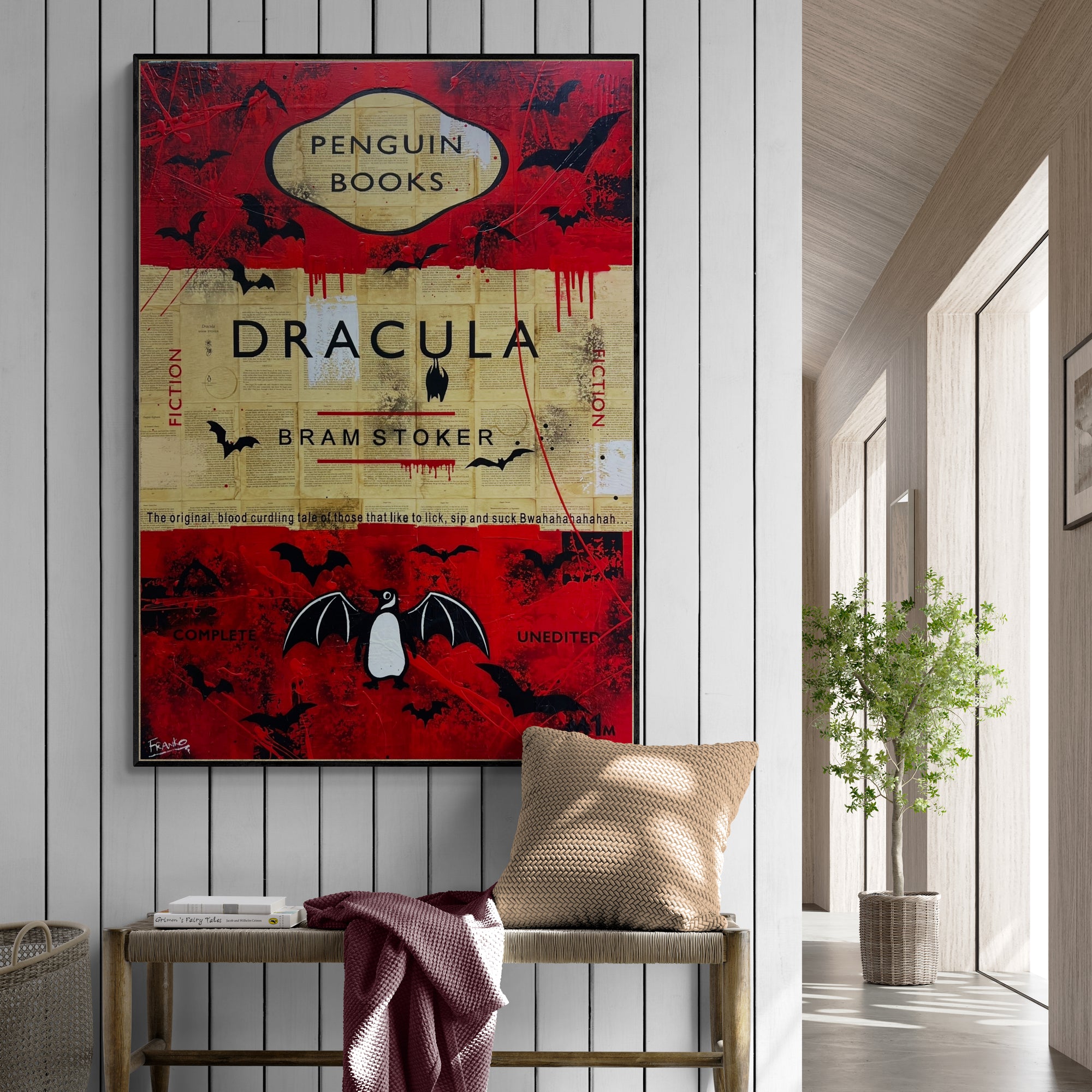 140cm x 100cm Dracula Urban Pop Art Canvas Painting - Gothic Home Decor for Living Room, Bedroom & Book Club | Horror Movie Fan Gift