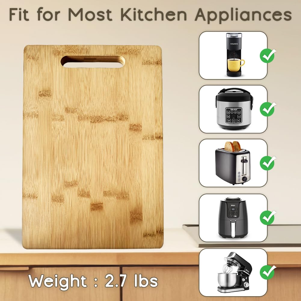 Comfecto 360° Multi-Directional Sliding Tray for Coffee Maker - Waterproof Bamboo Slide Out Tray with 4 Rolling Wheels, Perfect for Kitchen Counter Organization & Coffee Station Setup