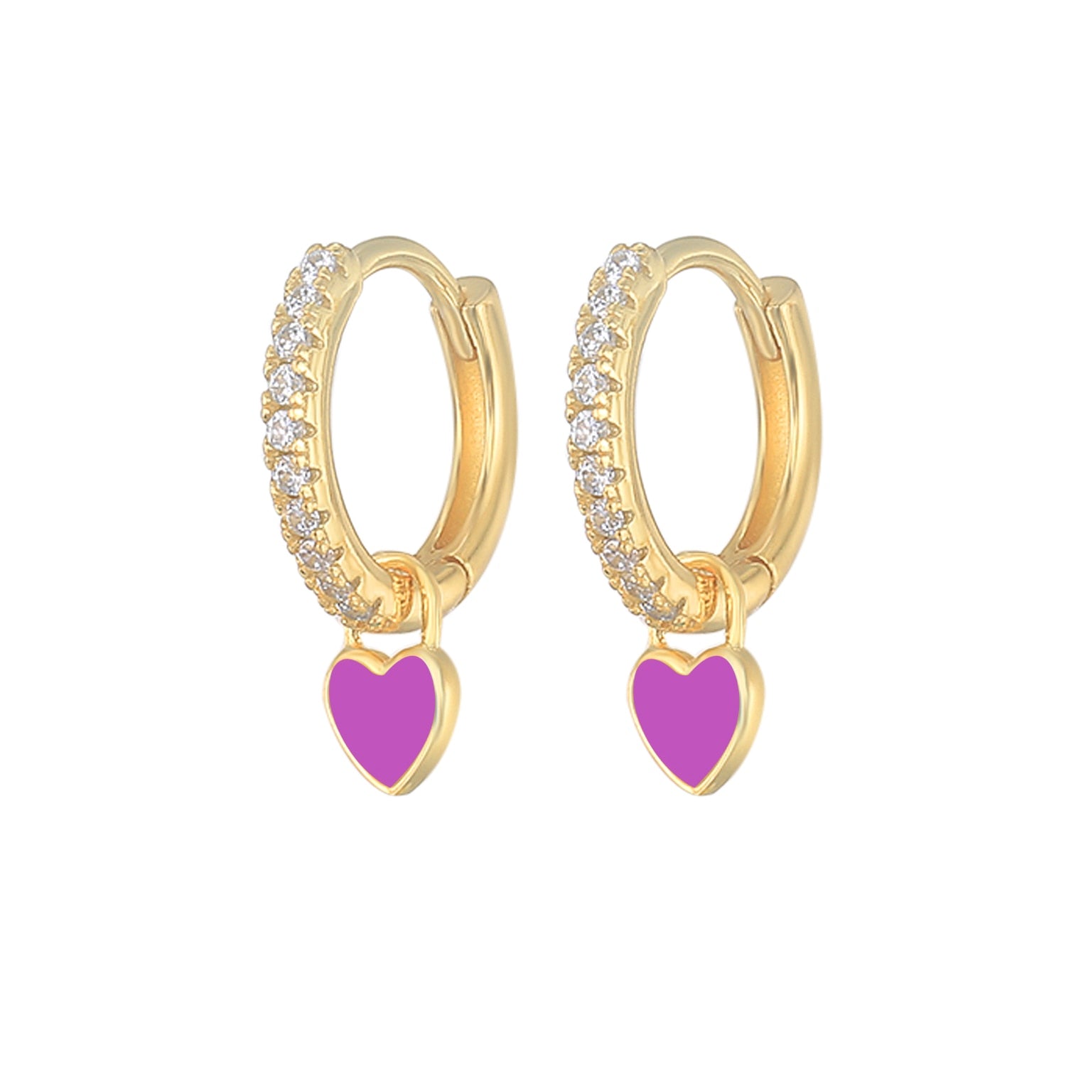 Colorful Enamel Heart Charm Drop Earrings for Women - Dainty Valentine's Day Gift, Date Night Jewelry, Bridesmaid Accessories