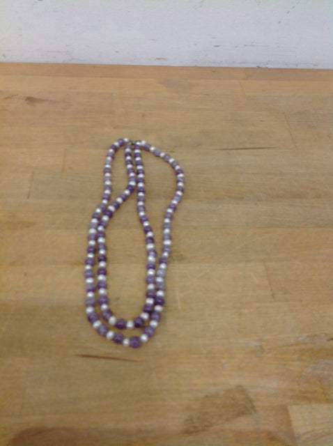 Elegant Purple & Pearl Beaded Stone Necklace for Women - Perfect for Weddings, Parties & Special Occasions