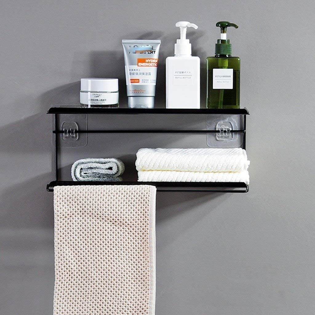 Modern 2-Tier Iron Bathroom Wall Shelf Organizer - 32cm Towel Rack & Storage Shelf, European Style (Brown) - Perfect for Small Bathrooms, Vanity Organization & Spa-Style Decor