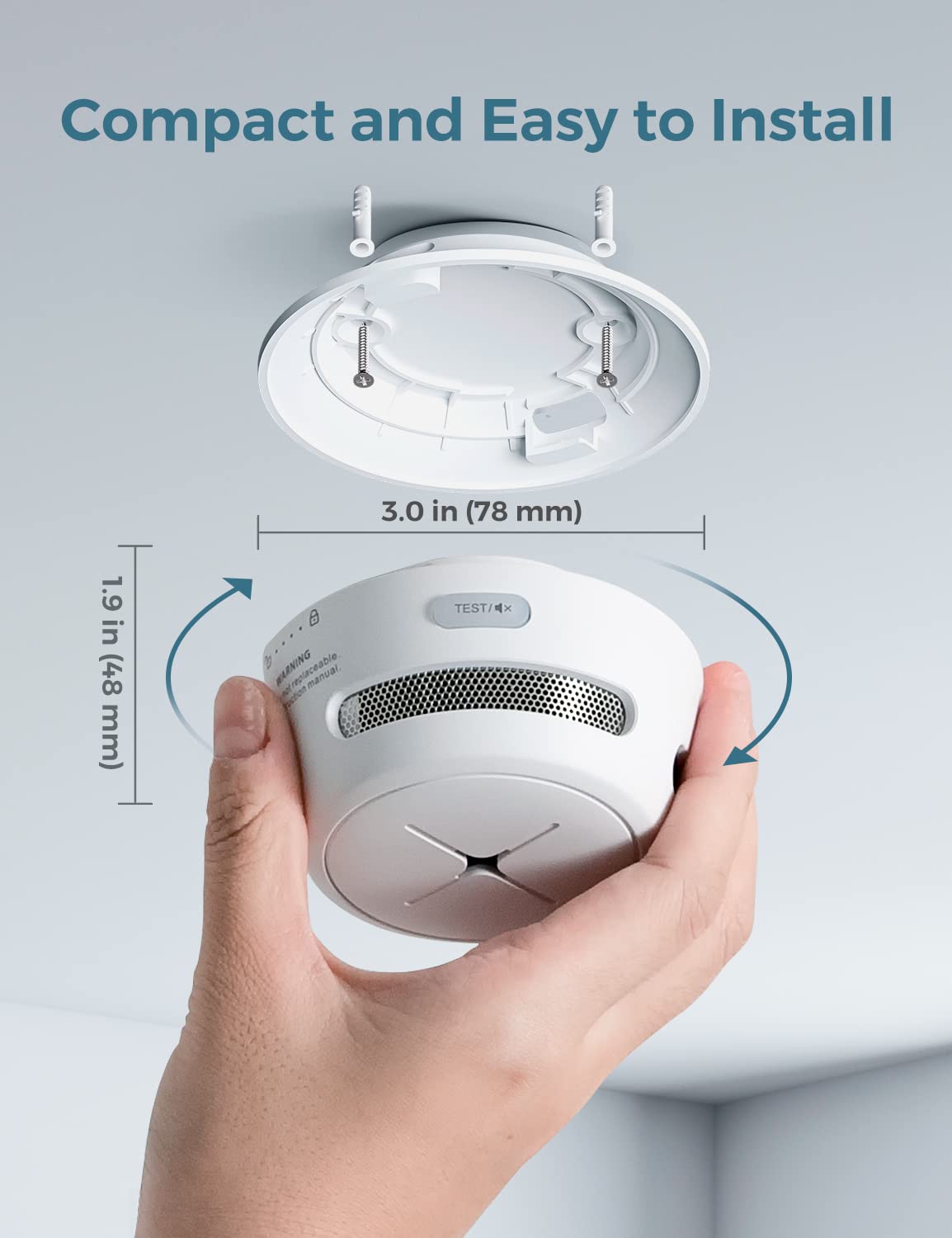 AEGISLINK 10-Year Battery Smoke Detector with Photoelectric Sensor, Test/Silence Button & Low Battery Warning - S500 Fire Alarm (3-Pack) for Home, Office & Apartment Safety