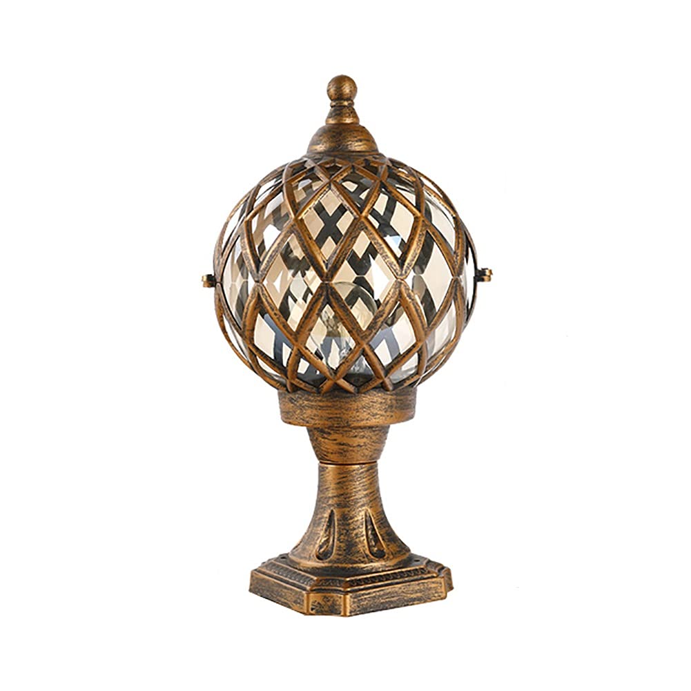 Brass Large Outdoor LED Deck Post Lights - Waterproof Ball Shaped Garden Pillar Lamp for Pathway, Landscape & Patio Lighting | Perfect for Driveway, Walkway, Deck & Backyard Illumination