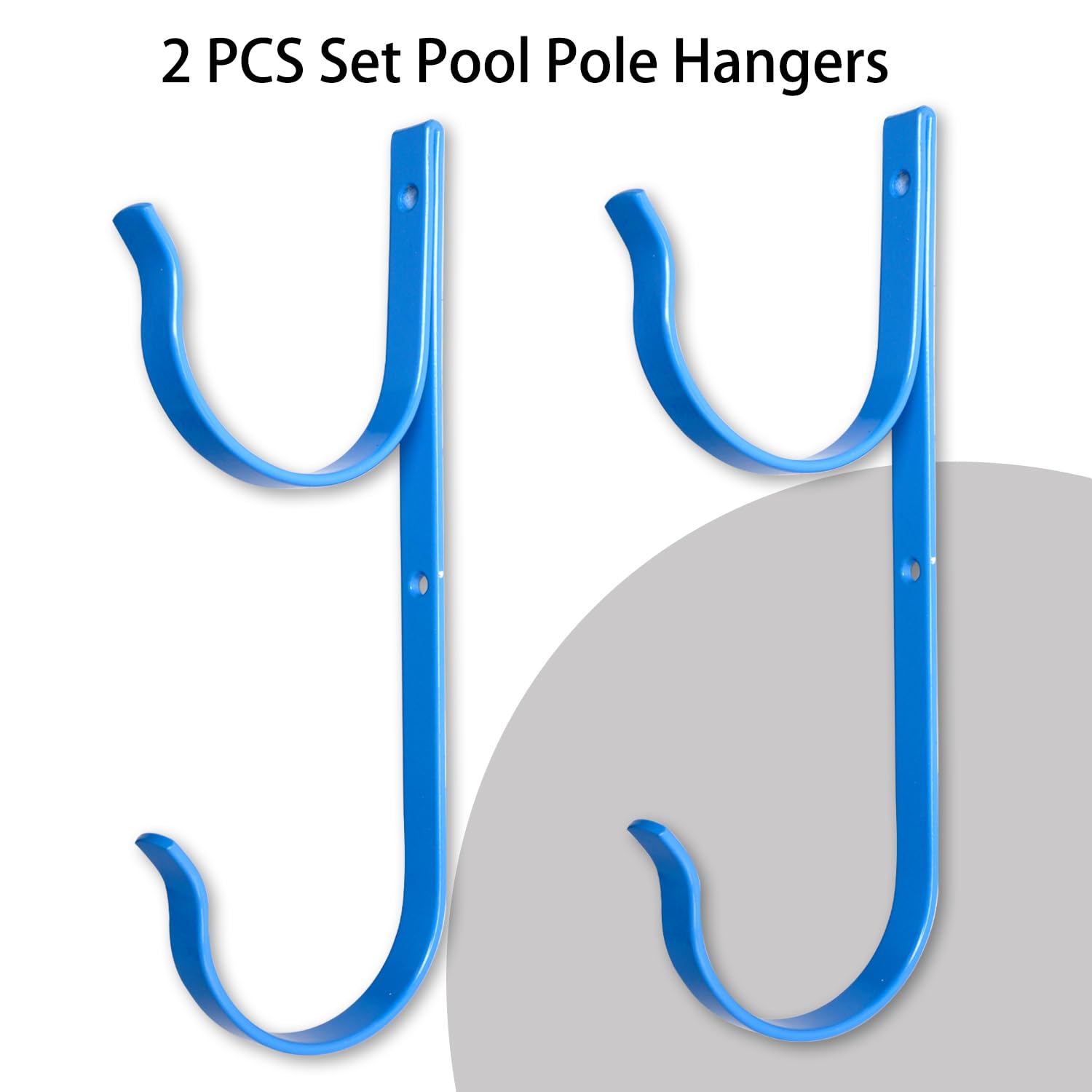 **Heavy Duty Blue Aluminum Pool Pole Hangers (2-Pack) with Screws – Durable Hooks for Swimming Pool Telescopic Poles, Skimmers, Nets, Brushes & Vacuum Hose – Perfect for Pool Maintenance & Garden Equipment Storage**    *(Ideal for organizing pool tools, keeping your backyard tidy, and ensuring easy access to cleaning equipment!)*