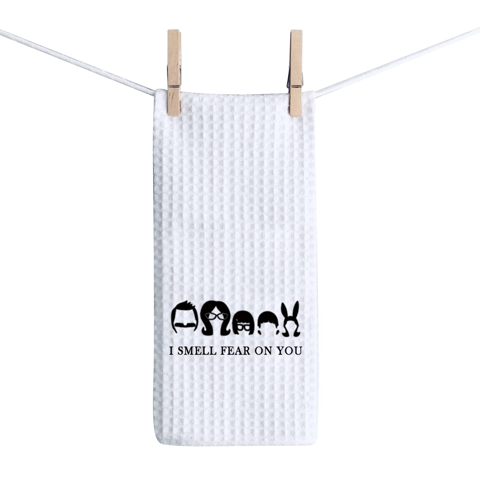 ZJXHPO Funny Kitchen Towel - 'I Smell Fear' Cartoon Inspired Waffle Weave Absorbent Dish Cloth - Perfect for Cooking, Cleaning & Gag Gifts (Smell Fear Towel) - Ideal for Home Kitchen, Housewarming & Halloween Decor