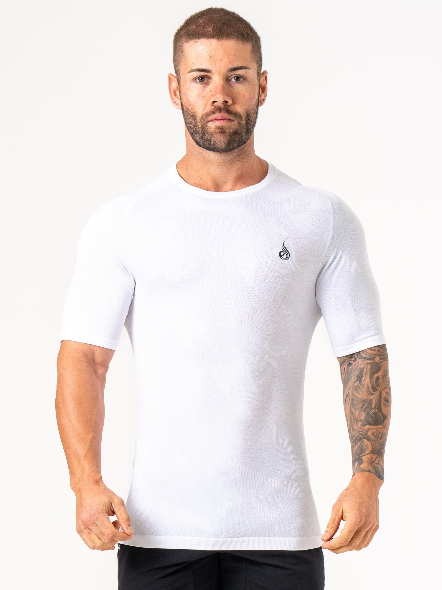 Aero Core Seamless T-Shirt for Men - Breathable White Cotton Tee for Gym, Running & Everyday Wear