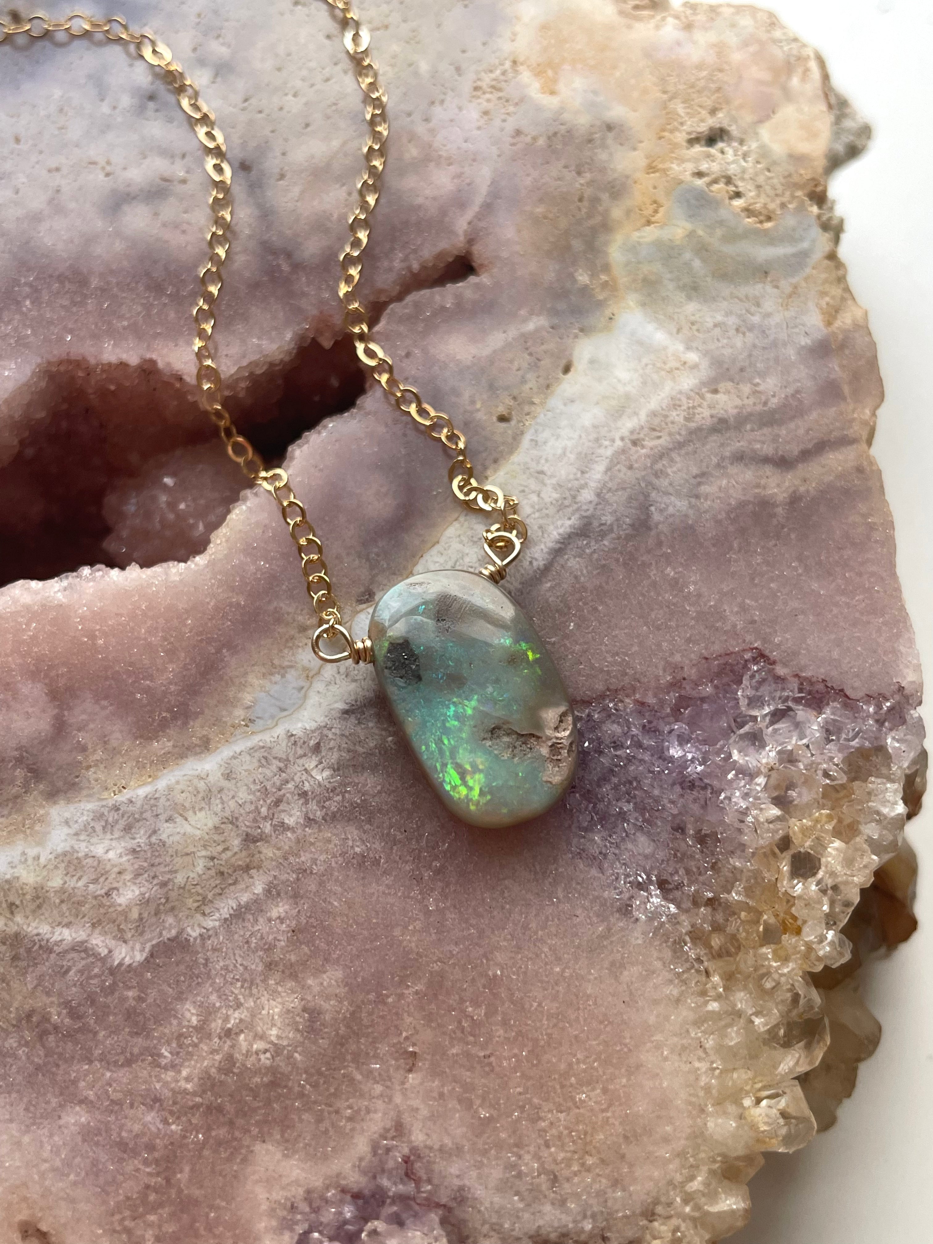 Exquisite Australian Opal Pendant Necklace - 14K Gold Filled Elegant Jewelry for Women | Perfect Gift for Birthday, Anniversary & Special Occasions