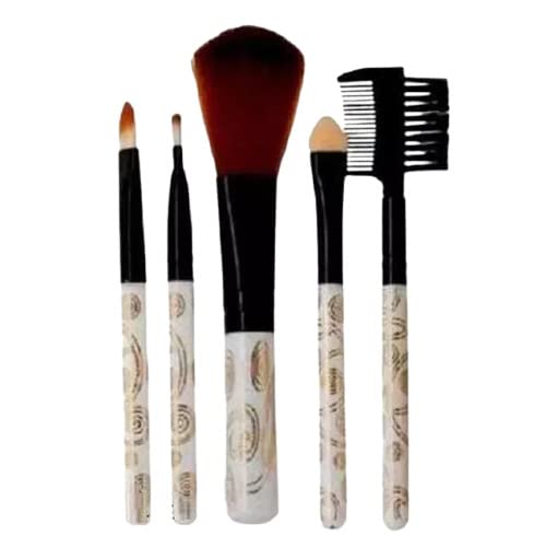 ZAUKY 5-Piece Makeup Brush Set for Women & Girls - Soft Synthetic Bristles, Multicolor - Perfect for Foundation, Blush, Eyeshadow & More