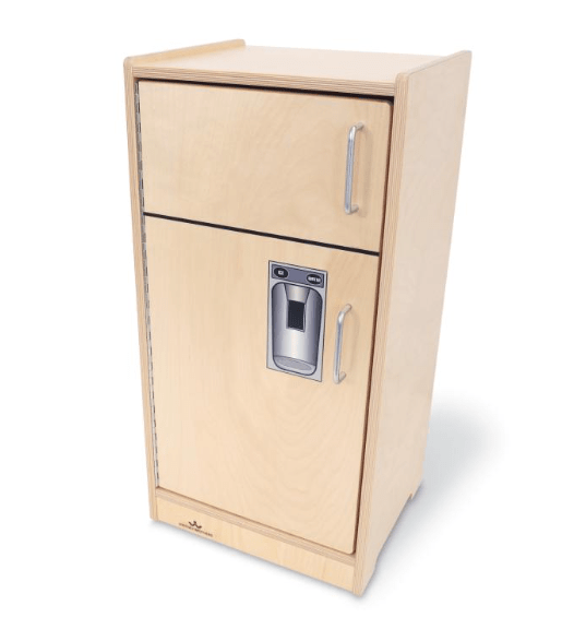 Natural Wooden Let's Play Toddler Refrigerator Toy - WB2345 - Pretend Play Kitchen Set for Kids Ages 2-5