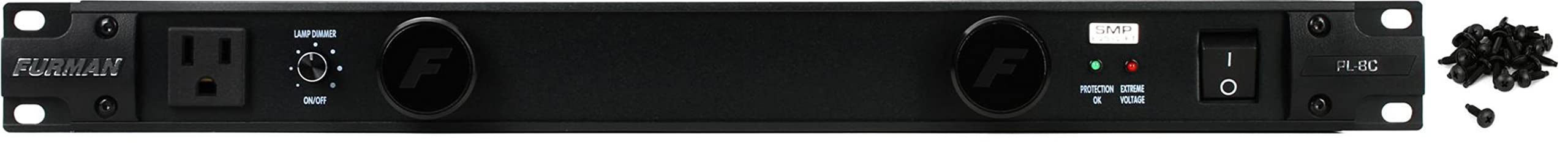 Furman PL-8C Professional Power Conditioner with Voltage Meter & LED Lights - Includes 25-Pack HPS Rack Screws - Perfect for Home Studio, DJ Equipment & Audio Rack Setup