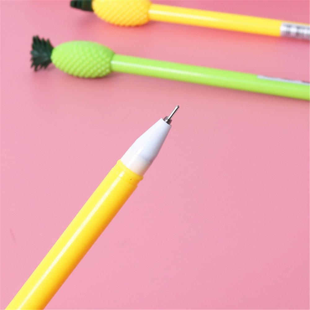 Kawaii Pineapple Shaped Gel Ink Pens - Cute Fruit Design for School & Office, Fun Stationery for Girls & Kids (6-Pack) - Perfect for Note Taking, Journaling & Gift Giving