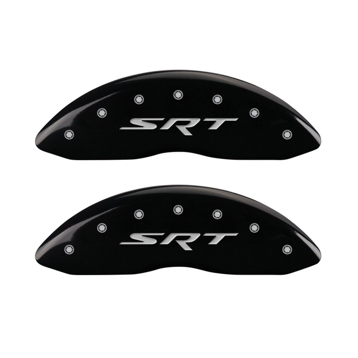 MGP Caliper Covers 42006SSRTBK SRT Black Brake Caliper Covers - Engraved Front & Rear Set of 4 for Dodge Charger, Challenger - Upgrade Your Car's Performance & Style
