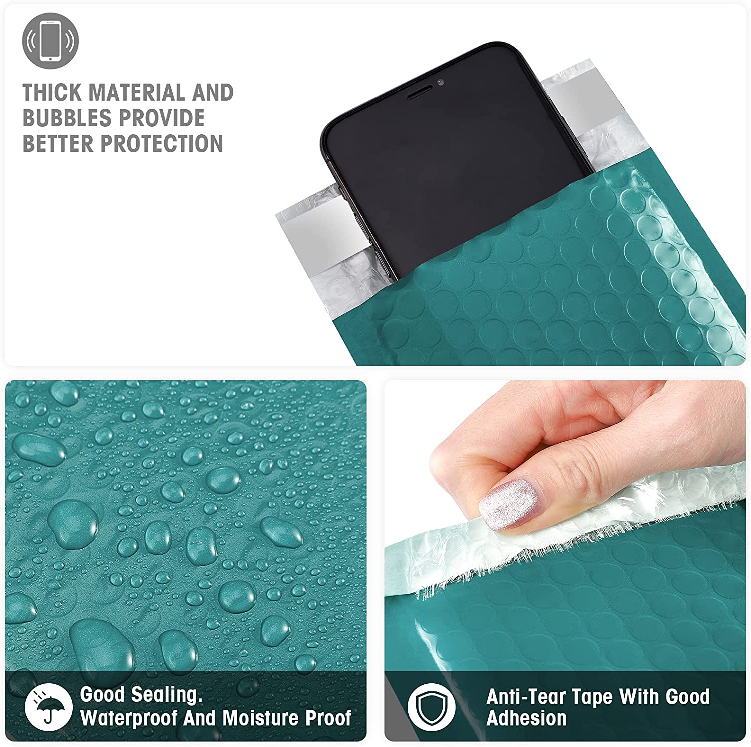 4x8 Bubble Mailer Padded Envelope - Waterproof Shipping Envelopes for Ecommerce, Small Packages & Documents | Turquoise Green | Perfect for eBay, Amazon, Etsy Sellers & Online Stores