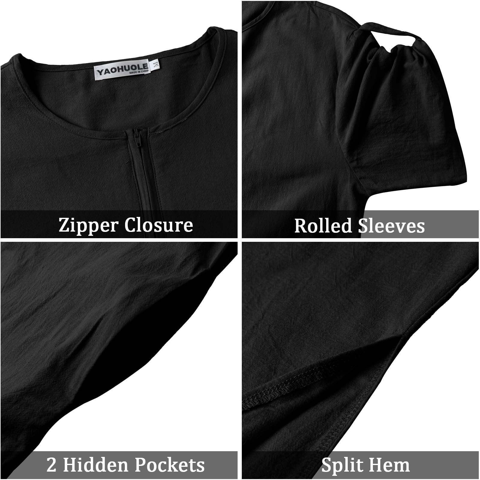 YAOHUOLE Men's Islamic Thobe - Short Sleeve Arabic Robe with Pocket - Traditional Muslim Clothing for Prayer, Eid & Daily Wear