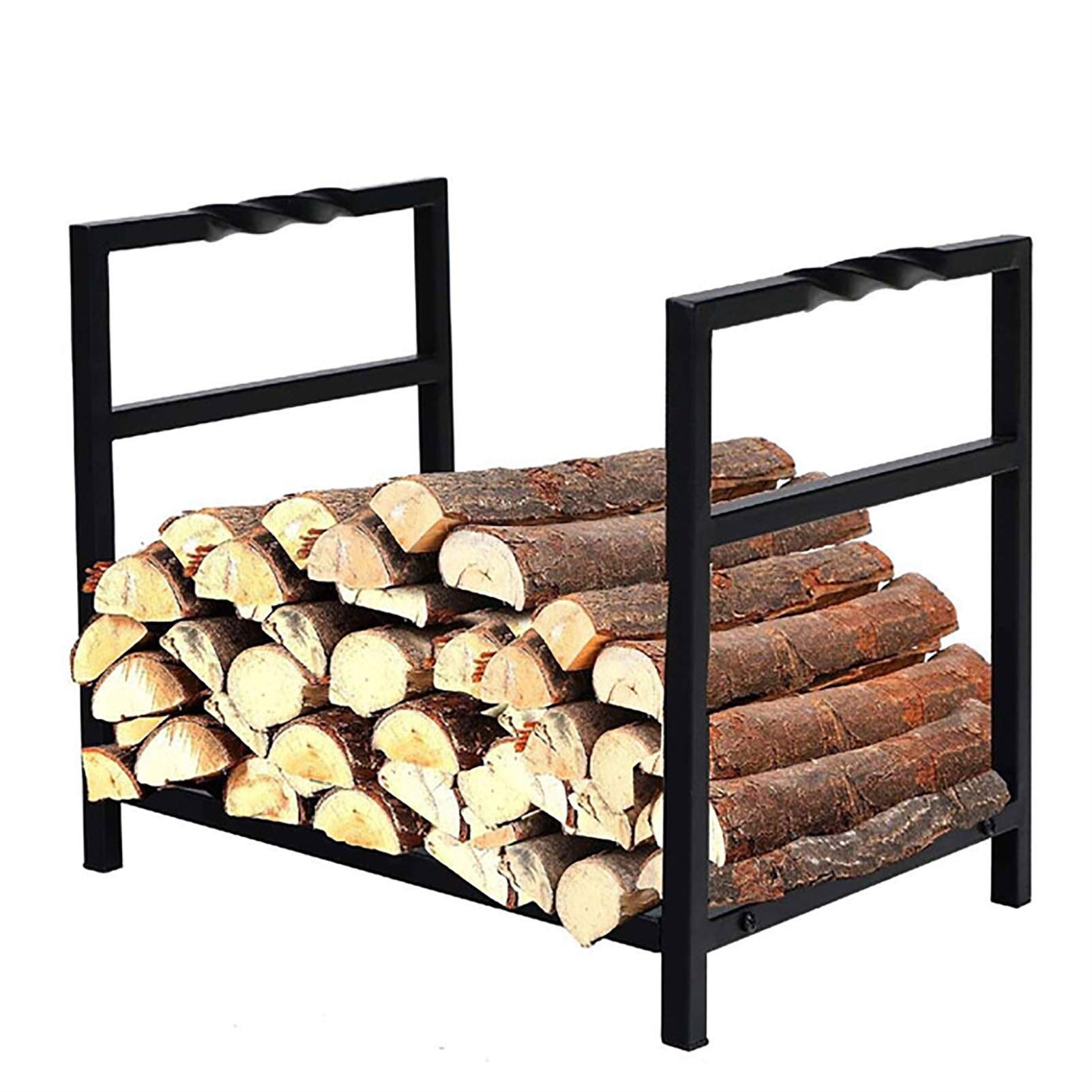 15.7×13.8×14 Inch Modern Metal Firewood Holder - Indoor/Outdoor Fireplace Log Rack for Wood Stove Storage | Perfect for Living Room, Patio & Camping
