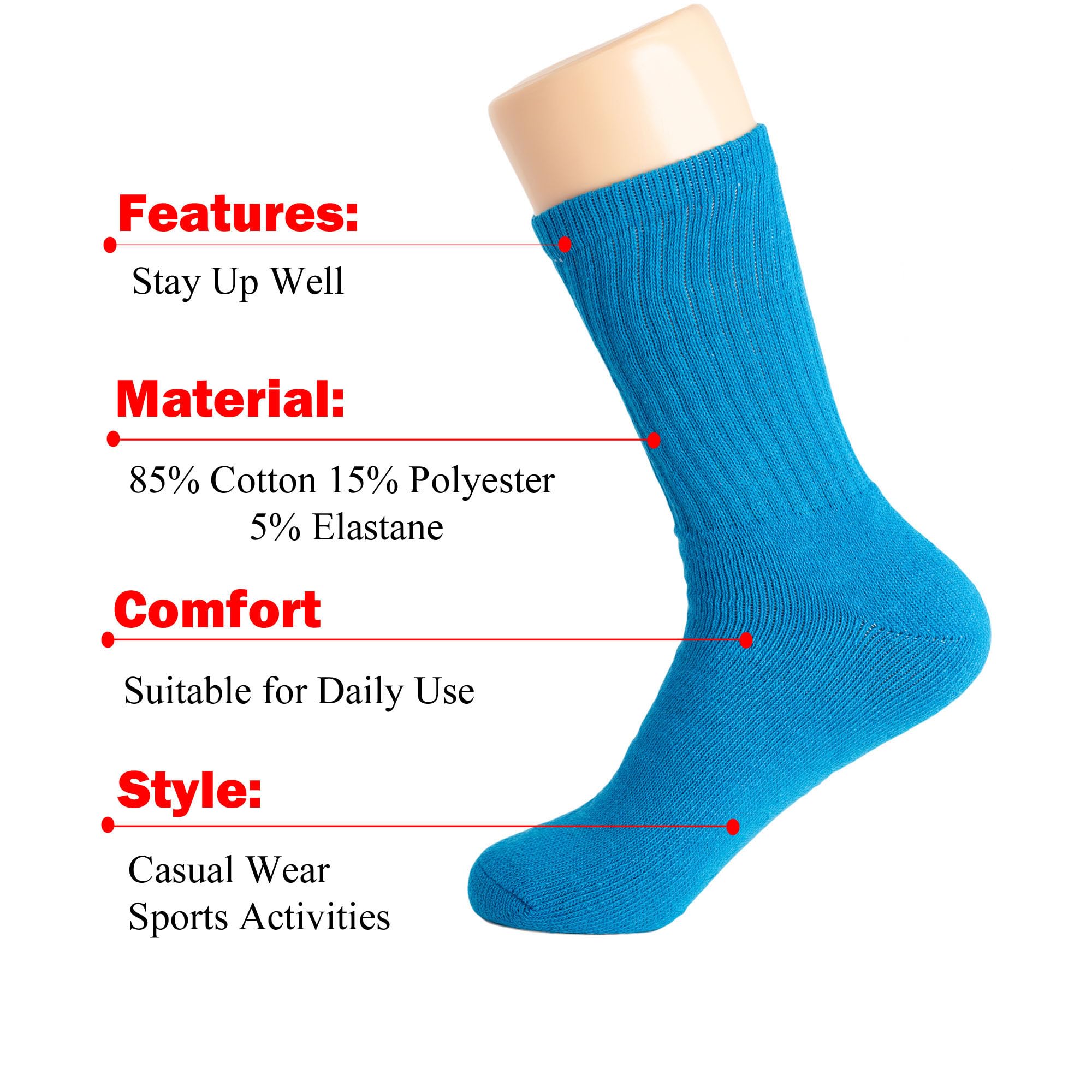 American Made Solid Cotton Cushion Crew Socks for Men - Breathable Athletic Sport Socks for Running, Gym & Everyday Comfort