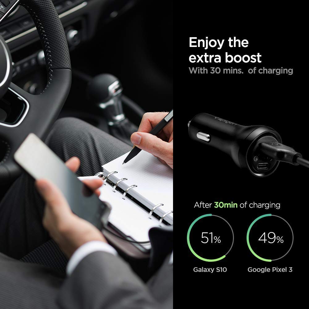 45W USB C Car Charger with USB C to C Cable - Fast Charging for iPhone 15/14/13, Samsung Galaxy, iPad - Perfect for Road Trips & Commuting