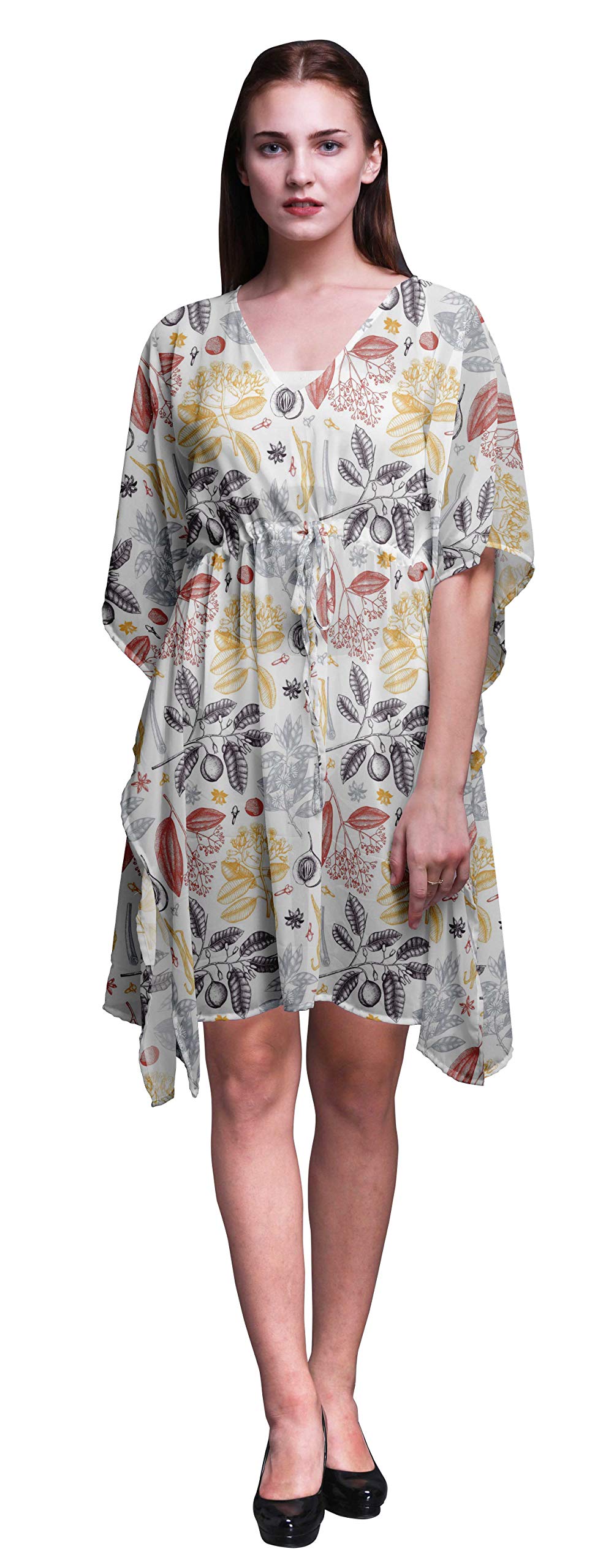 Bimba Women's Short Caftan Midi Dress - Beach Cover Up, Swimwear Cover Up, Summer Kaftan Dress for Pool, Vacation & Boho Outfits