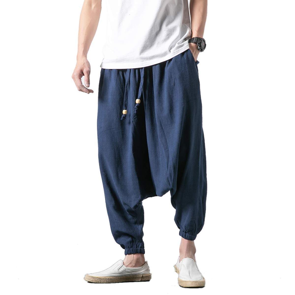 Seidarise Men's Harem Pants - Drop Crotch Lounge Pants, Plus Size Genie Pants for Yoga, Jogging & Casual Wear - Comfortable Balloon Pants for Men