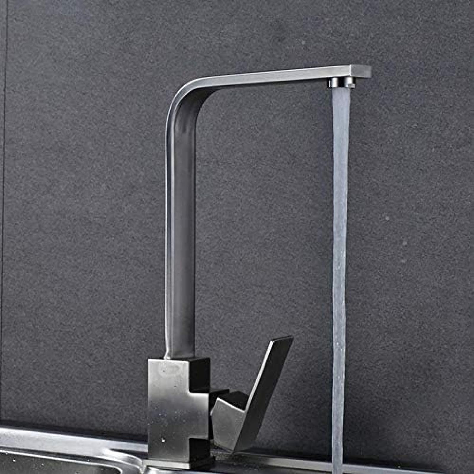 CRJUS Brushed Nickel High Arc Kitchen Faucet - 360° Swivel Spout, Hot & Cold Water Mixer Tap for Modern Deck Mount Sinks | Perfect for Cooking, Washing Dishes & Filling Large Pots