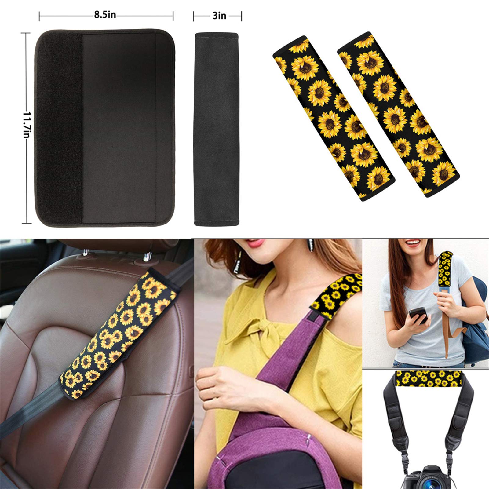 11-Piece Moon Star Car Seat Cover Set for Women & Men - Cute Steering Wheel Cover, Seat Belt Pads, Cup Coaster Holder & Keyring - Universal Fit for Auto, Truck, Van, SUV (Black) - Perfect for Road Trips, Daily Commutes & Car Decor
