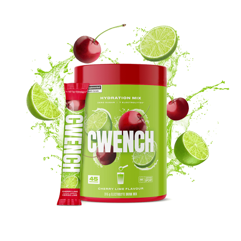 Cwench Hydration Mix Powder 315g (45 Servings) - Cherry Lime Flavor Electrolyte Drink for Workout, Sports & Outdoor Activities