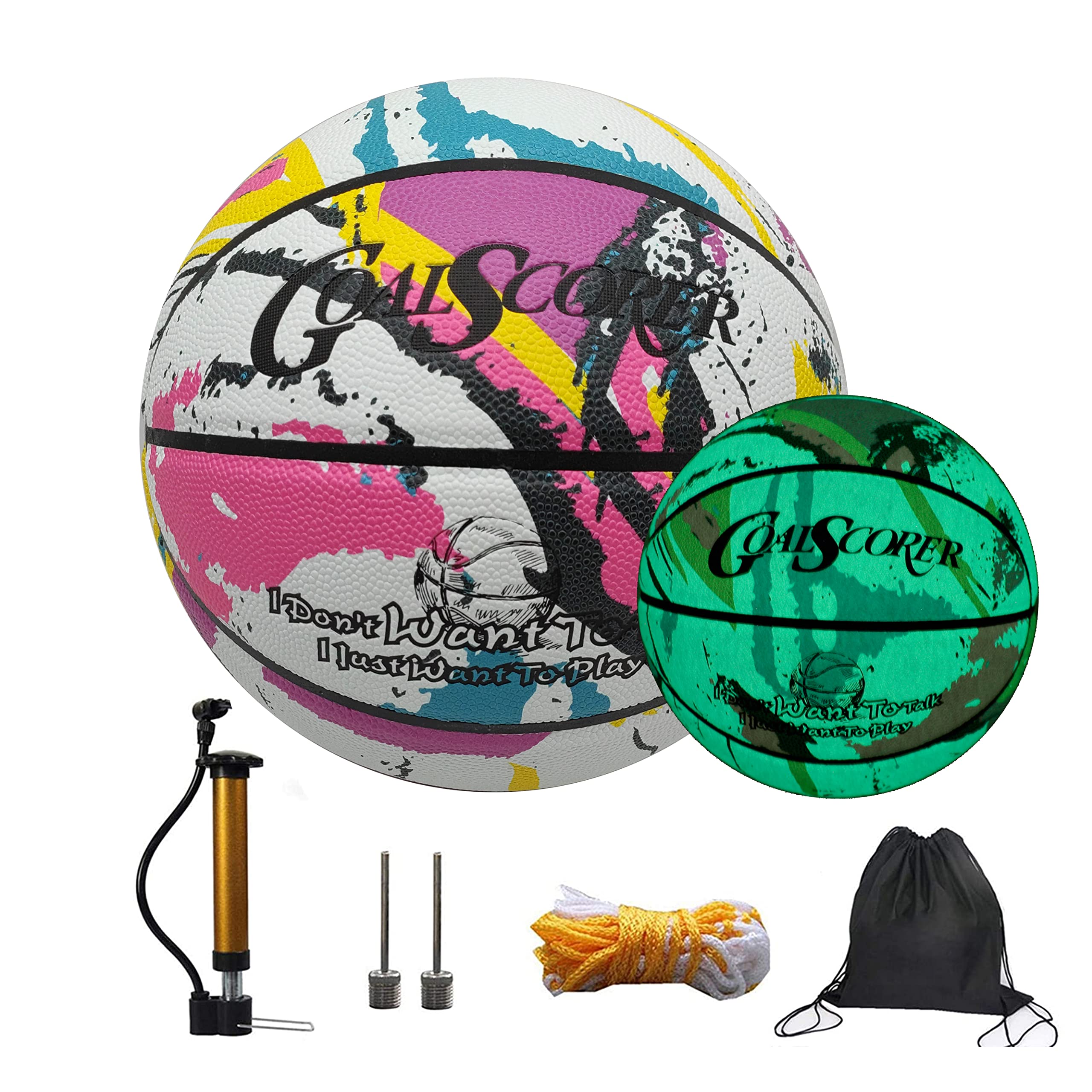 Glow in The Dark Basketball - Luminous Glowing Leather Basketball for Indoor & Outdoor Night Games - Perfect Gift for Kids, Men & Women - Green Light Up Basketball for Sports, Parties & Fun Night Activities