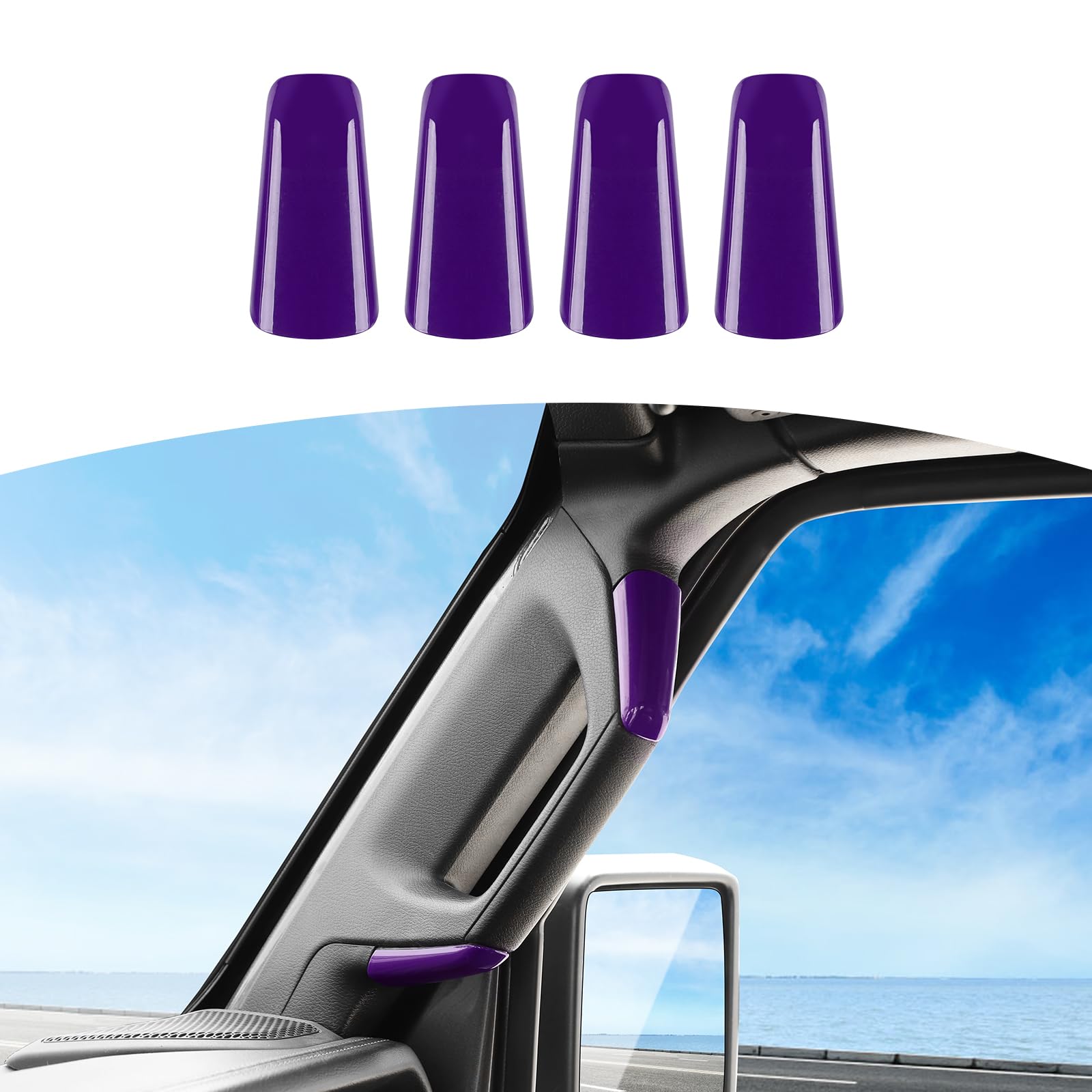 RT-TCZ Jeep JL A Pillar Grab Handles Cover Trim - Purple Interior Accessories for Jeep Wrangler JL/JLU & Gladiator JT (2018-2023 Models) - Perfect for Off-Roading & Interior Customization