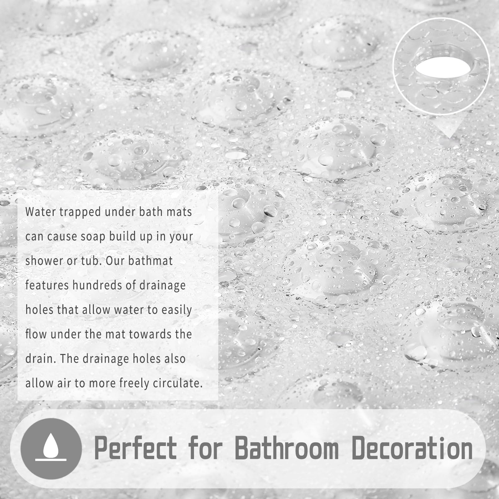 Yimobra Non-Slip Shower Mat for Bathtub - 40 x 16 Inch Phthalate & Latex Free Bath Mat with Strong Suction Cups & Drain Holes - Machine Washable Clear Tub Floor Mat for Bathroom Safety - Perfect for Elderly, Kids & Wet Areas