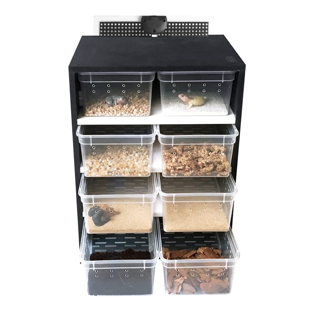 DIFU Reptile Cabinet: 8 Transparent Breeding Box for Spiders, Lizards, Tarantulas with Built-in Hygrometer - Perfect for Reptile Habitat, Pet Enclosure & Insect Observation