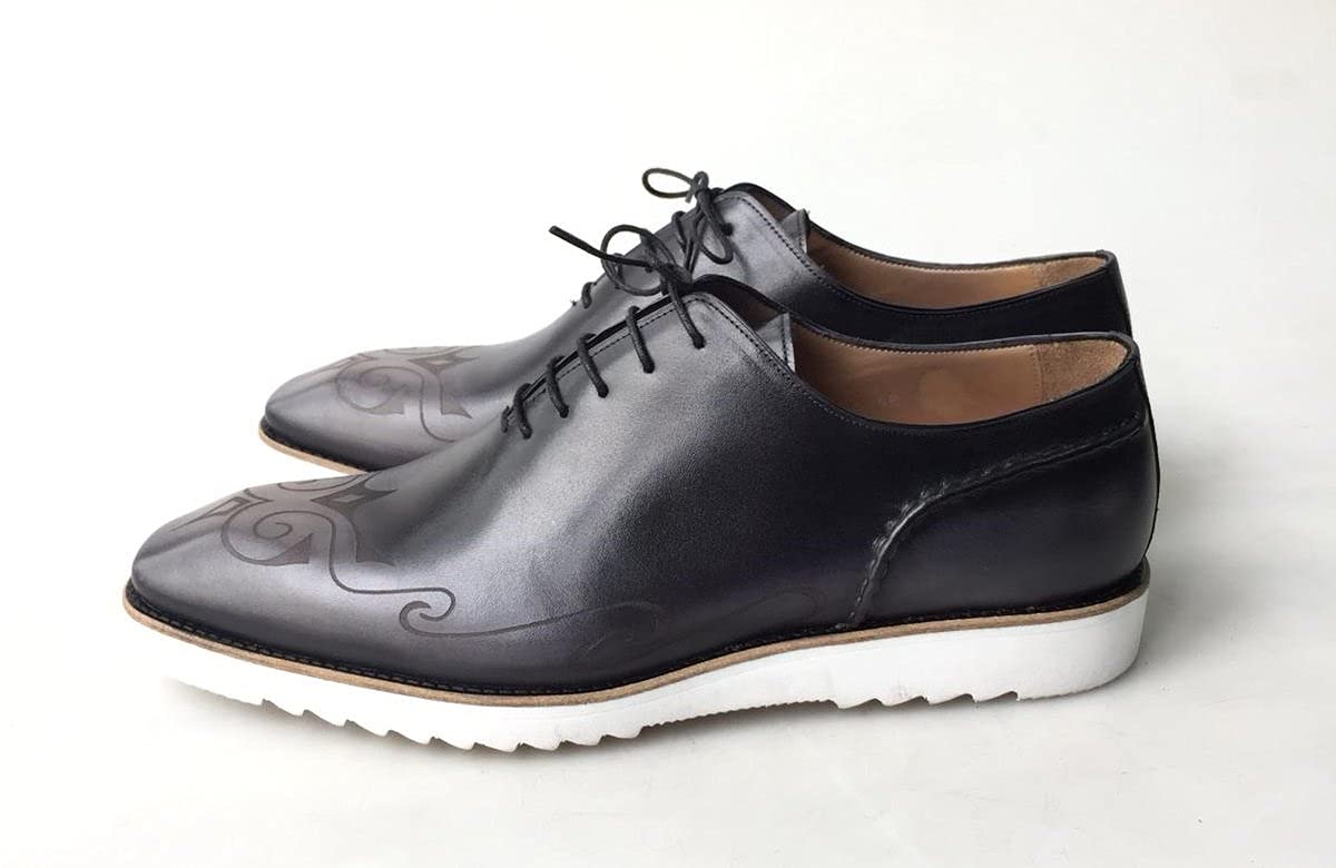 Premium TucciPolo Men's Italian Calfskin Leather Oxford Sneakers - Handcrafted Black Dress Casual Shoes for Business & Evening Wear | Comfortable & Stylish Footwear for Office, Weddings & Special Occasions