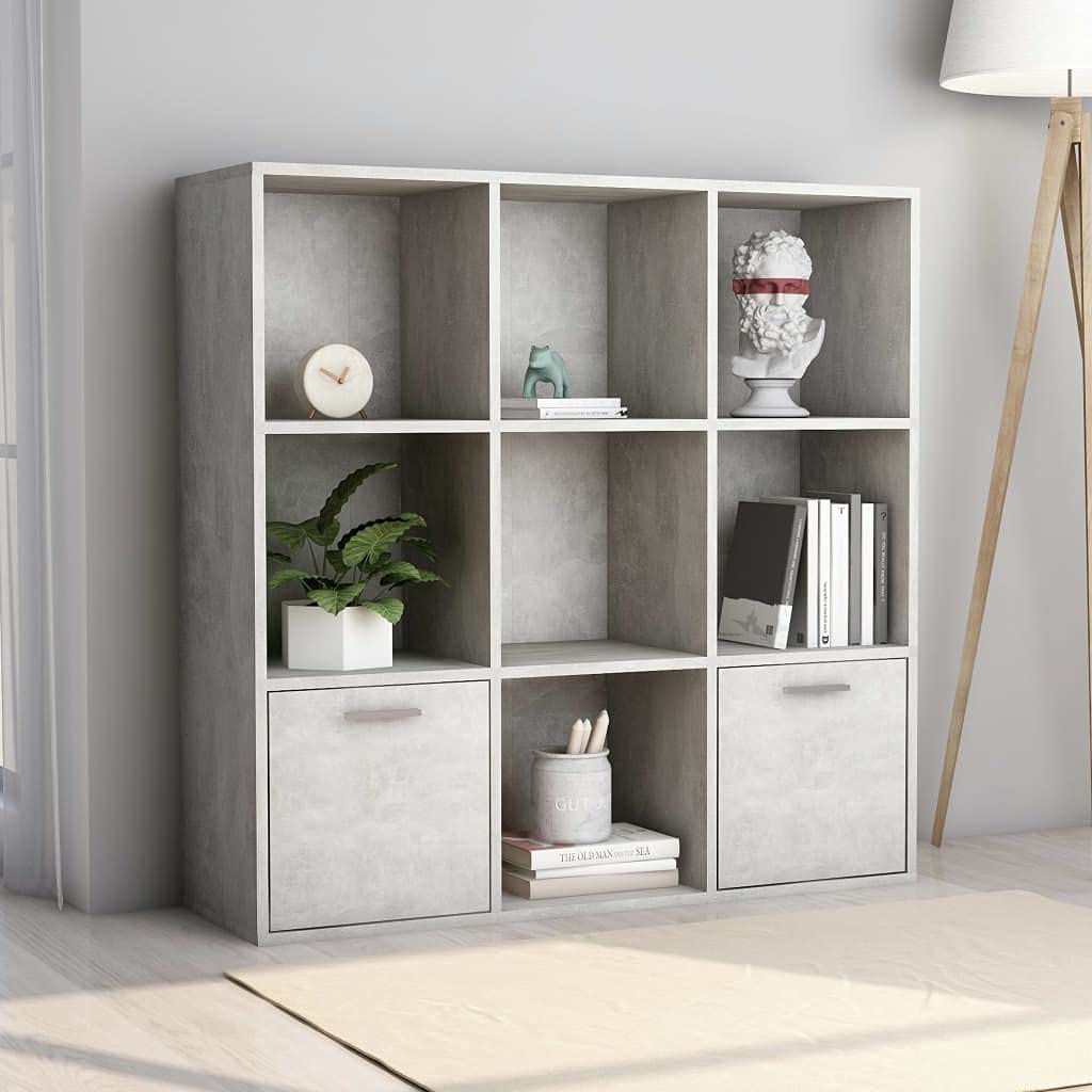 Concrete Gray Display Storage Rack with Door - 38.5